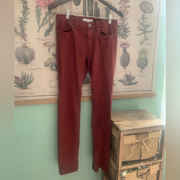 Brick Red Color Straight Fit Jeans - Picture 2 of 8